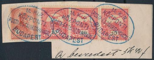 kék, blue "M. KIR. KÖZPONTI POSTA- ÉS TÁVIRDAHIVATAL BUDAPEST"