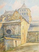 Alorain jelzéssel: Redon román vártorony. Akvarell, ceruza, papír, 32x21 cm