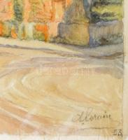 Alorain jelzéssel: Orne, Reinalard templom. Akvarell, ceruza, papír, 32x21 cm