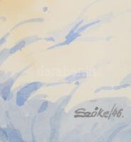 Szőke Győző (1899-1974): Tátrai táj 1946. Akvarell, ceruza, papír, jelzett 50x34 cm Üvegezett keretb...