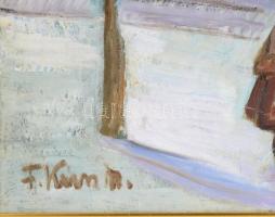 F. Kun Márta (1908 - 1990): Téli kert. Olaj, vászon, jelzett 60x70 cm Dekoratív keretben