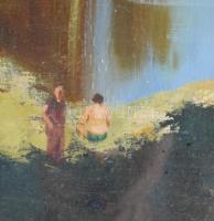 Jelzés nélkül: Fürdőzők. Olaj, vászon, keretben 49x58 cm