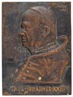 Solymári Valkó László (1909-1984) 1966. "XXIII. János pápa" bronz plakett (120x90mm) T:AU, patina / Hungary 1966. "Paus Johannes XXIII" bronze plaque (120x90mm) C:AU, patina