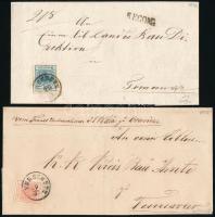 3kr MP IIIb on cover from "VERSCHETZ" to Temesvár + 9kr MP type IIIa on cover. Signed and identification: Ferchenbauer, 1857 3kr MP IIIb típus enyhén üreges nyomat távolsági levélen "VERSCHETZ" - "(T)EM(ESVÁR)" + 1856 9kr MP III a típus levélen, enyhe irattári hajtás, hátoldalon barna andráskereszt darab Vizsgálójel és beazonosítás: Ferchenbauer