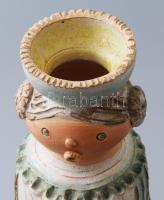 Kiss Roóz Ilona (1920-2010): Női figura, mázas kerámia, kézzel festett, jelzett, hibátlan, m: 28 cm ...