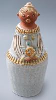 Kiss Roóz Ilona (1920-2010): Női figura, mázas kerámia, kézzel festett, jelzett, hibátlan, m: 27 cm ...