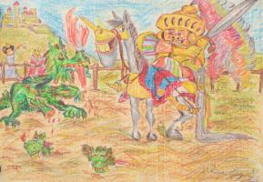 Róna Emy jelzéssel: Meseország. Pasztell, papír., 60x87 cm Feltekerve