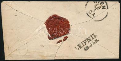 ~1860 Unpaid cover with 12kr postage due stamp "FÜNFKIRCHEN" - "LEIPNIK" ~1860 1...