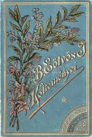 Eötvös József:  B[áró] Eötvös József költeményei. Budapest, [1890]. Ráth Mór (Prochaska Károly ny., Bécs). [4] + 92 + VIII p. Keretdíszes oldalakkal, oldalszámozáson belül három szövegközti illusztrációval. Az első előzéken régi ajándékozási bejegyzés, illetve régi kereskedői könyvjegy. Szüry 1169. Díszesen aranyozott, illusztrált, festett, enyhén kopott kiadói egészvászon kötésben, aranyozott festésű lapszélekkel.