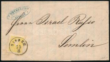 2kr II. teljes nyomtatvány "SISSEK" - "(SEMLI)N" jól centrált, friss nyomat (ANK EUR 180.-), 2kr type II on printed matter (ANK EUR 180.-)
