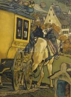 Georgi, Walter (1871-1924): Postakocsi (Postkutsche). Litográfia, papír, jelzett a litográfián. 70x1...