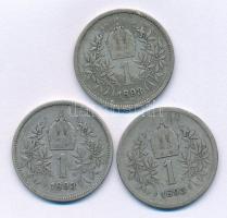 Ausztria 1893. 1K "Ferenc József" (3xklf) T:F Austria 1893. 1 Corona Ag "Franz Joseph" (3xdiff) C:F Krause KM#2804