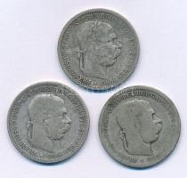 Ausztria 1893. 1K "Ferenc József" (3xklf) T:F Austria 1893. 1 Corona Ag "Franz Joseph...