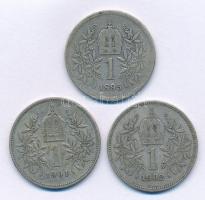 Ausztria 1895-1901. 1K "Ferenc József" (3xklf) T:VF,F Austria 1895-1901. 1 Corona Ag "Franz Joseph" (3xdiff) C:VF,F Krause KM#2804