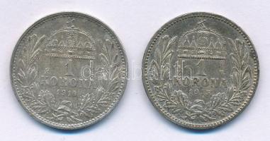 1914KB-1915KB 1K Ag "Ferenc József" (2xklf) T:AU,XF Adamo K5.1