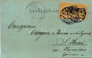 1900 Eperjes, Presov; Megyeháza, üzletek, este holdfényben. Edgar Schmidt / county hall, shops at ni...