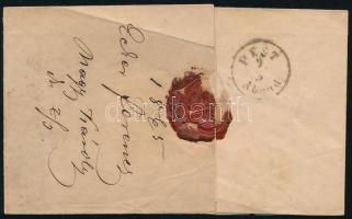 1865 Levél 1863 10kr + 1864 5kr vegye bérmentesítéssel "NAGY-KÁROLY" - "PEST / Abend&...