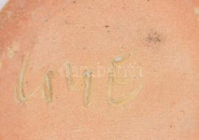 Győrbíró Enikő (1932-1999): Virágos lányka, gyertyatartó. Jelzett, kis kopással, m: 11 cm