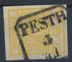 1kr cadmium yellow HP III "PESTH" Certificate: Strakosch, 1kr kadmium sárga HP III Certificate: Strakosch