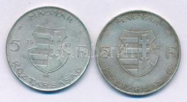 1947. 5Ft Ag "Kossuth" (2x) T:VF patina Adamo F8.1