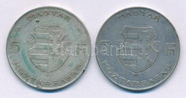 1947. 5Ft Ag "Kossuth" (2x) T:VF,F patina Adamo F8.1