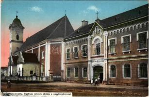 1915 Gyergyószentmiklós, Gheorgheni; Irgalmas nővérek zárdája a nagytemplommal, római katolikus leányiskola / nunnery, boarding school, church (kopott sarkak / worn corners)