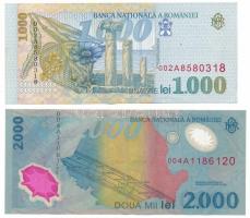 Románia 1998. 1000L "002 A 8580318" + 1999. 2000L "Napfogyatkozás" polimer T:VF,...
