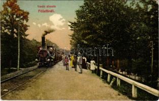 1910 Félixfürdő, Baile Felix; vasútállomás, gőzmozdony, vonat. Singer Ferenc kiadása / railway station, locomotive, train (kopott sarkak / worn corners)