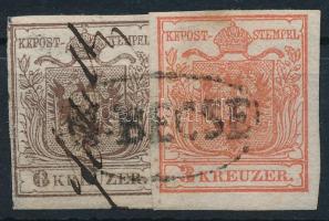 6kr + 3kr HP I lépcsős bérmentesítés "N-BECSE" és kézírás  Certificate: Steiner, 6kr + 3 kr HP I "N-BECSE" and handwrite Certificate: Steiner