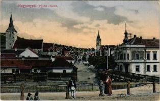1915 Nagyenyed, Aiud; Fő tér, Gazdasági Bank, templomok, híd. Földes Ede kiadása / main square, bank, churches, bridge (EK)