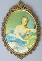 Réz keret selyem nyomattal belső méret 23x17 cm