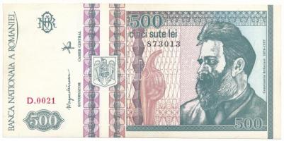 Románia 1992. 500L "D.0021 873013" T:AU, sarokhajlás Romania 1992. 500 Lei "D.0021 873013" C:AU, folded corner Krause P#101b