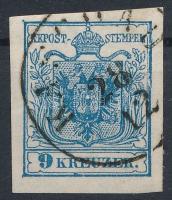 9kr MP III b with plate flaw "KASCHAU" Certificate: Steiner, 9kr MP III b lemezhibával Certificate: Steiner