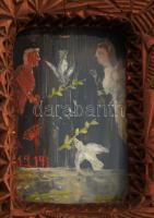 I. világháborús békegalambot ábrázoló faragás 1914-1918. TS jelzéssel, faragott kazettás kerettel. O...