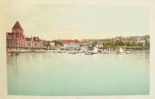 cca 1900 Souvenir du Lac Leman leporello 19 színes képpel. Genéve, Jullien Fréres. Kiadói szecesszió...