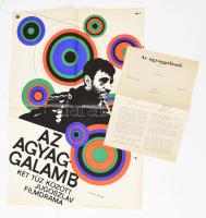 cca 1967 "Az agyaggalamb" című jugoszláv film plakátja, Darvas jelzéssel, hajtogatva, + hozzáadva a film tartalmi ismertetőjét és szereposztását, 56x39 cm