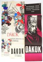 cca 1989 előtt készült, "Dákok" című román-francia film plakát SZETT-je, amely 4 darabból áll, hajtogatva, 81x28 cm, 56x39 cm és 24x17 cm