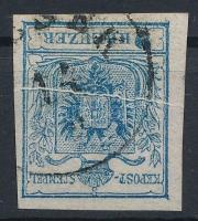 9kr HP III a with paper crease Sign: Huber Certificate: Steiner, 9kr HP III a típus látványos papírránc Sign: Huber Certificate: Steiner