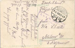 1916 Brassó, Kronstadt, Brasov; Rezső körút, városi vasút megállóhelye, vonat. Vasúti levelezőlapáru...