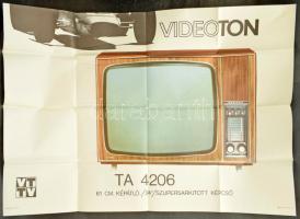 1971 Videoton TA 4206 televízió, nagyméretű reklámplakát, Bp., Offset-ny., 1600 pld., hajtva, 81x115 cm