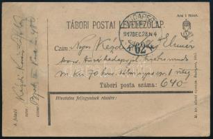 1917 Kézdi-Kovács László (1864-1942) festőművész, műkritikus humoros autográf sorai fiához, Kézdi-Ko...