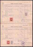 Hódmezővásárhelyi anyakönyv díj bélyeg 5 változata 5 db házassági anyakönyvi kivonaton