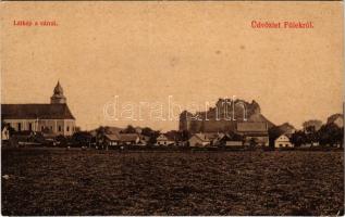 Fülek, Filakovo; látkép a várral. Krämer Jeremiás kiadása (EK)