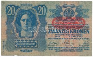 1913. 20K piros "DEUTSCHÖSTERREICH" felülbélyegzéssel, (II. kiadás) "1107 055091"...