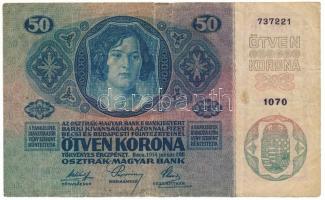 1914. 50K "1070 737221" felülbélyegzés nélkül T:F, kis szakadások Adamo K24