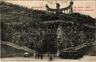 Budapest I. Szent Gellért szobra, villamos, bicikli. J.S. Bpt. (kopott sarkak / worn corners)