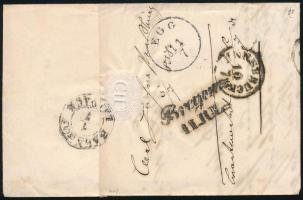1857 9kr MP III on cover "PRESSBURG" - "EGG" 1857 9kr MP III. levélen, hátoldalo...