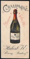 cca 1900-1910 Champagne Hubert J. E. Pozsony/Pressburg számolócédula, a hátoldalán: Prettenhofer József Győr, a hátoldalán bejegyzéssel, hajtásnyommal.