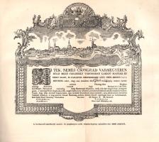 Szádeczky Lajos:  Iparfejlődés és czéhek története Magyarországon, okirattárral (1307-1848). Czéhek lajstroma. A czéhirodalom és ipartörténet könyvészete. II. kötet: Anyag-gyűjtemény. Budapest, 1913. Országos Iparegyesület (Franklin-Társulat ny.) [4] + 376 p. + 1 t. (kihajtható). Egyetlen kiadás. Szádeczky Lajos (1859-1935) történész, egyetemi tanár, az MTA tagja. Fő kutatási területe a fejedelmi Erdély társadalomtörténete. Levéltári kutatásokon alapuló ipartörténeti oklevélgyűjteménye a hazai céhes élet 1307-1848 közötti anyagából tesz közzé fontos forrásokat. Az oklevelek túlnyomórészt, de nem kizárólagosan Erdélyből és a Felvidékről származnak, eleinte latin és német nyelvűek, a magyar nyelvű okiratok a 16-17. századtól válnak egyre jellemzőbbé, a XIX. századtól csaknem kizárólagossá. Függelékben a hazai céhek lajstroma, településenkénti bontásban, illetve alapos szakmai bibliográfia. Önmagában is megálló munkánk első kötete nagyívű céhtörténeti tanulmányt közöl. (Az Országos Iparegyesület báró Kornfeld Zsigmond-könyvtára. VII. kötet.) BOEH V, 0. Aranyozott gerincű, vaknyomásos kiadói egészvászon kötésben, márványmintás festésű lapszélekkel. Jó példány.