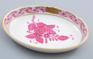 Herendi Apponyi lila mintás tálka. Jelzett, kézzel festett, 9,5x7,5 cm